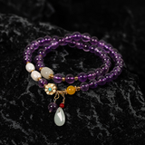 DARA Romantic Guardian Purple Crystal Good Luck Long Multi-Ring Bracelet R017001