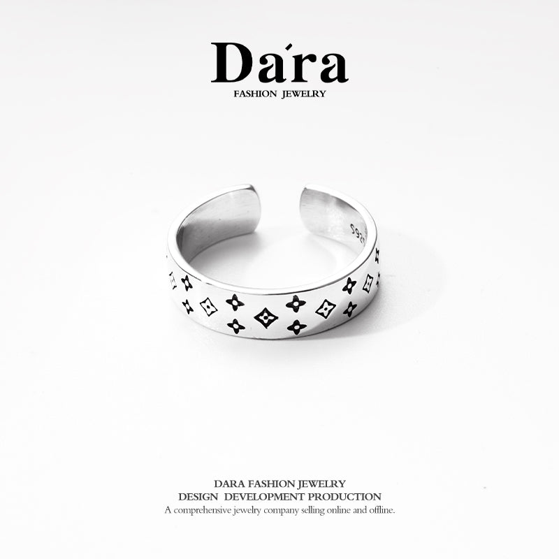 DARA s925 silver [origin of all things] lucky four-leaf clover open ring FYJ-00032600