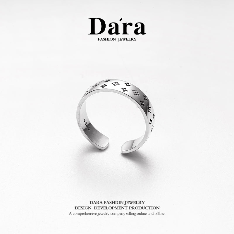 DARA s925 silver [origin of all things] lucky four-leaf clover open ring FYJ-00032600