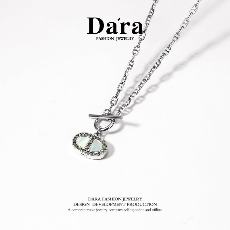 DARA s925 silver retro ins style personalized pig nose pendant FYL-00072601