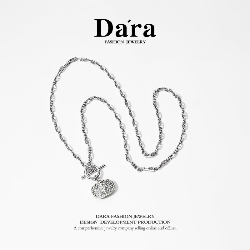 DARA s925 silver retro ins style personalized pig nose pendant FYL-00072601