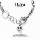 DARA s925 silver double-sided black gemstone unique pattern personality bracelet FYS-00082610