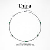 DARA s925 silver vintage green gem splicing personalized necklace FYL-0122106