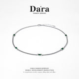 DARA s925 silver vintage green gem splicing personalized necklace FYL-0122106