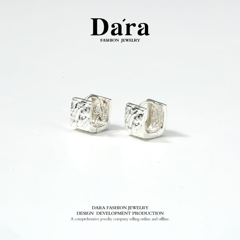 DARA s925 silver cheese texture geometric high-end temperament earrings FYE-01231100