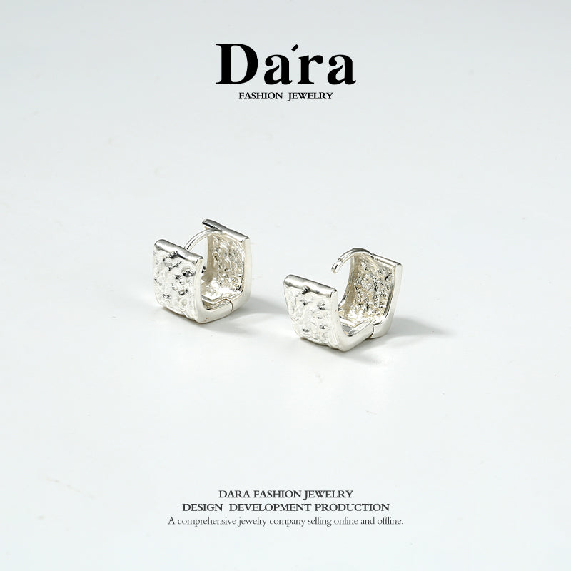 DARA s925 silver cheese texture geometric high-end temperament earrings FYE-01231100