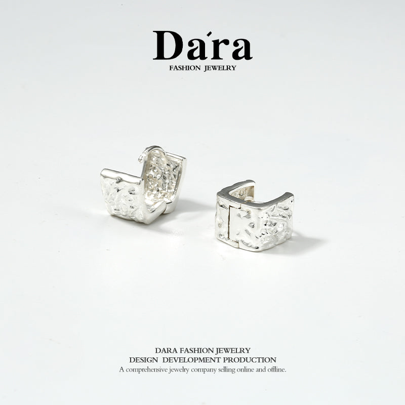 DARA s925 silver cheese texture geometric high-end temperament earrings FYE-01231100