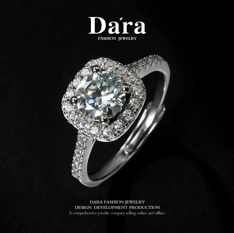 DARA 925 Silver One Carat Square Moissanite Ring YJ1799001