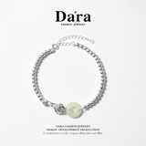 DARA 2.72g Pure Silver Peace and Prosperity Hotan Jade Bracelet R1816001