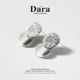 DARA 925 silver concave and convex texture round fashion earrings FYE-01882600