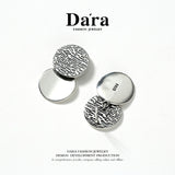 DARA 925 silver concave and convex texture round fashion earrings FYE-01882600