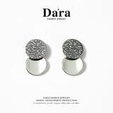 DARA 925 silver concave and convex texture round fashion earrings FYE-01882600