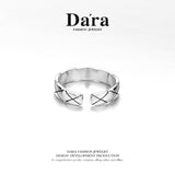 DARA 925 Silver Classic Checkered Open Ring FYJ-00042600