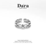 DARA 925 Silver Classic Checkered Open Ring FYJ-00042600