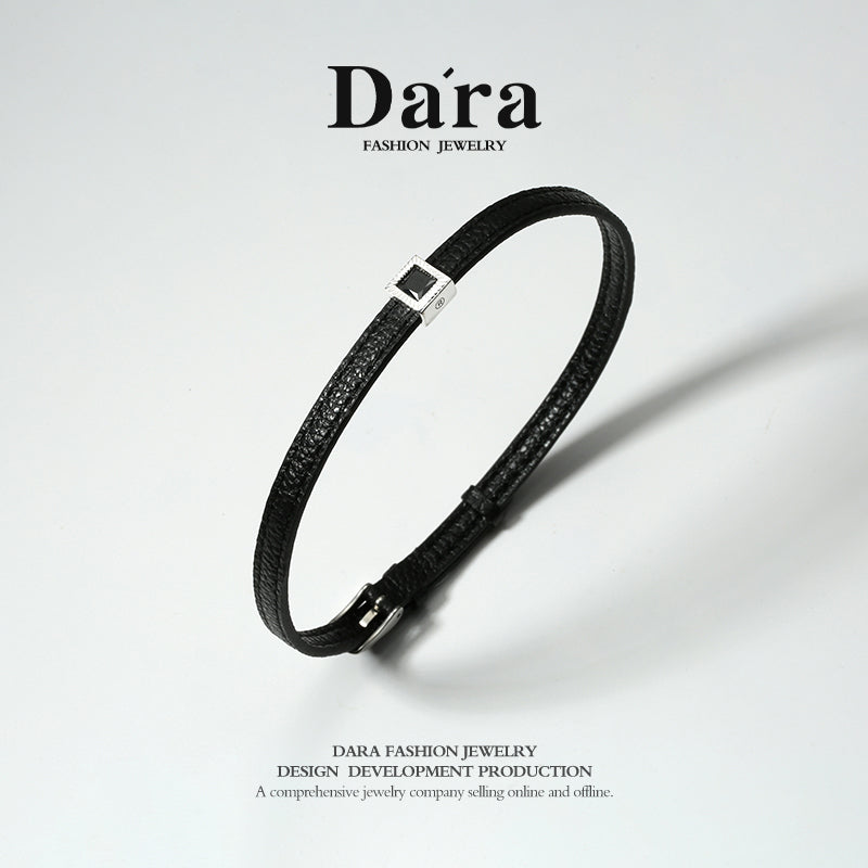 DARA 925 Silver Leather Niche Light Luxury Necklace FYL-02371109