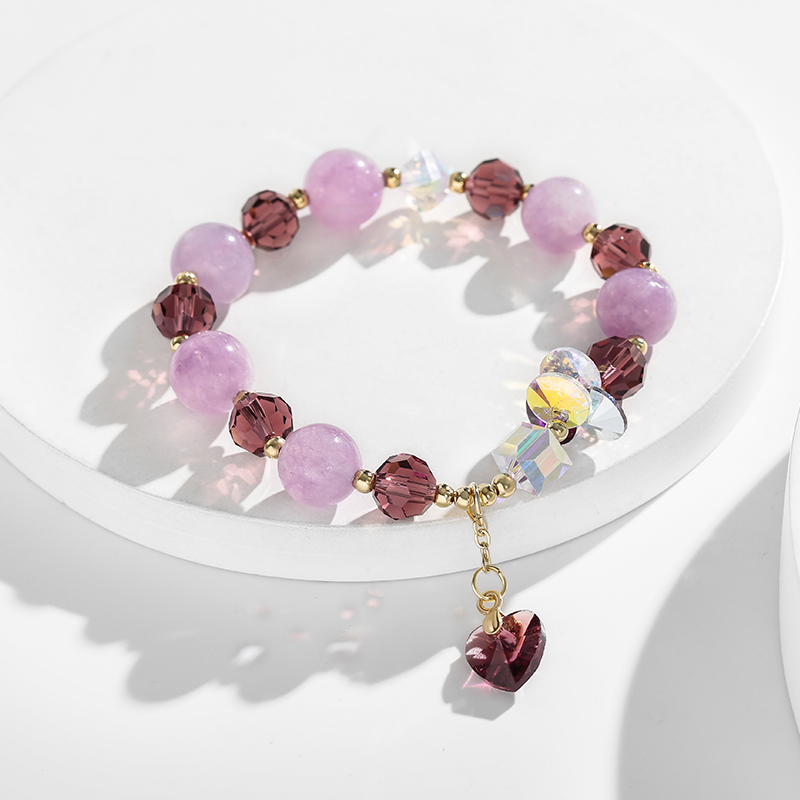 DARA Wine Red Heart-Shaped Crystal Bracelet S738001