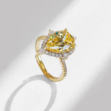 DARA Synthetic Cubic Zirconia Alloy Drop-shaped Yellow Zirconia Ring J850001