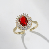 DARA Synthetic Cubic Zirconia Alloy Champagne Gold Red Oval Ring J788002