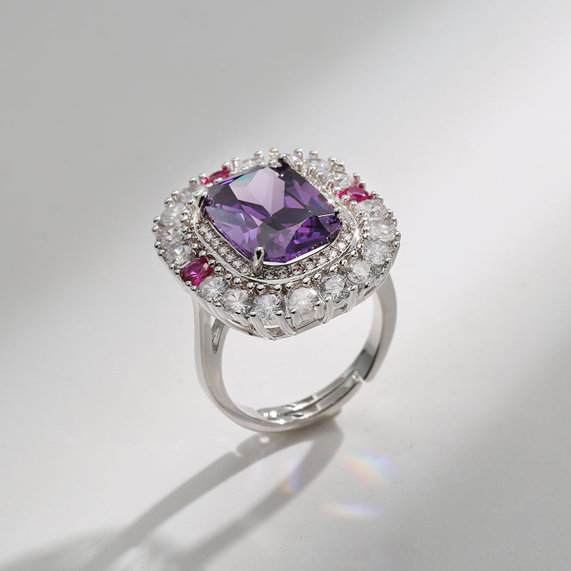DARA Zirconia Alloy Silver-Purple Ring j975002