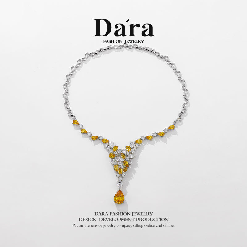 DARA Zirconia Alloy Silver-White Yellow Necklace X3461001