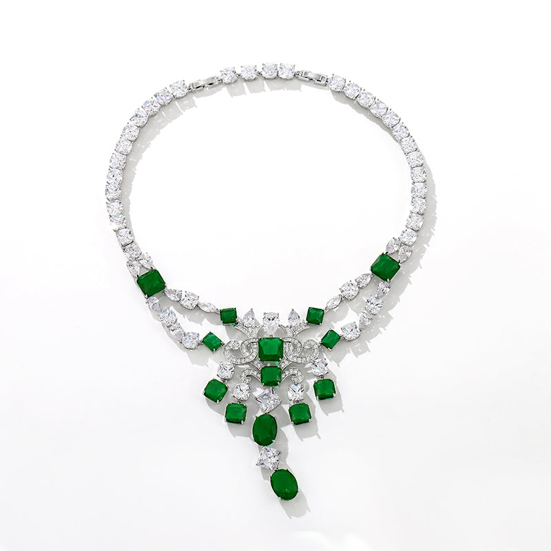 DARA Zirconia Alloy Green Necklace X3863002