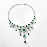 DARA Cubic Zirconia Alloy Silver-White-Green Necklace X3934001