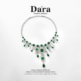 DARA Cubic Zirconia Alloy Silver-White-Green Necklace X3934001