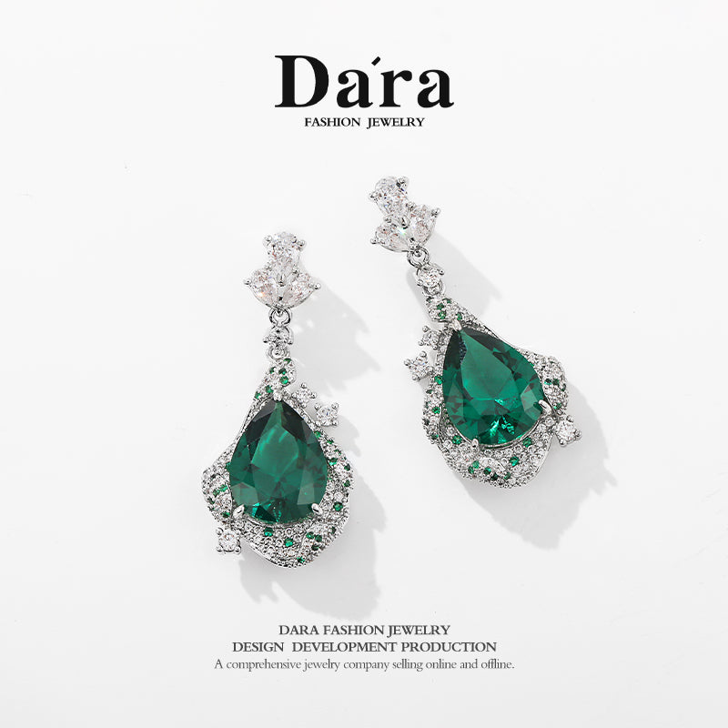 DARA Synthetic Cubic Zirconia Alloy Green Earrings H7056001