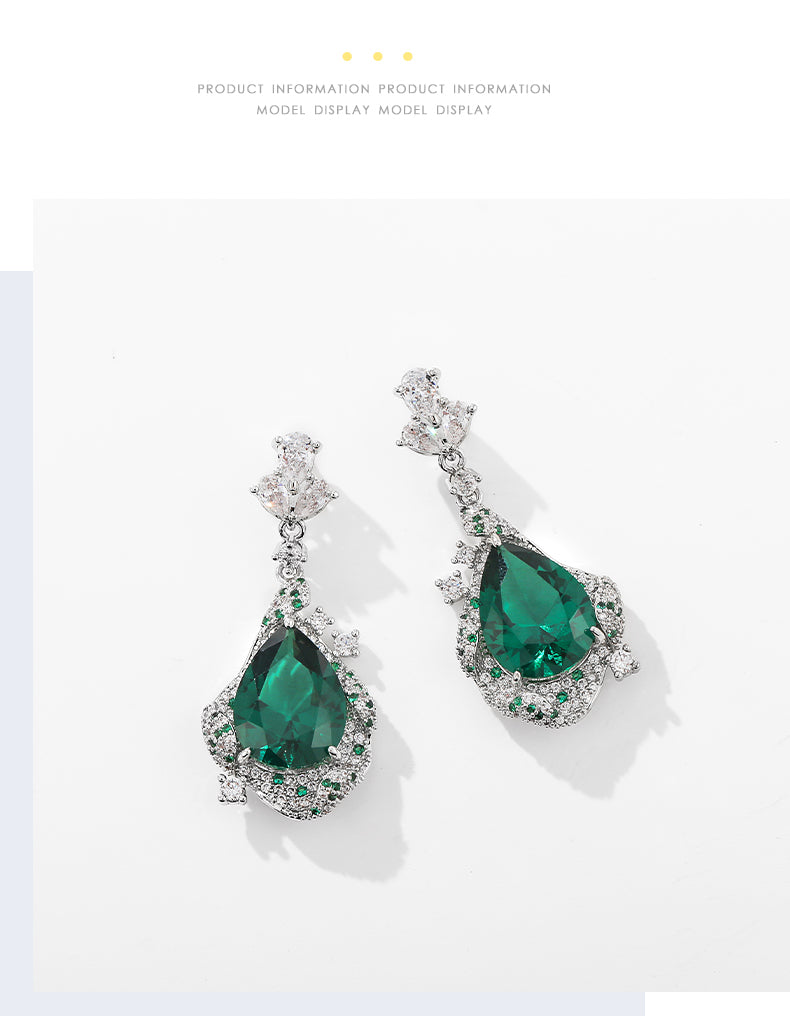 DARA Synthetic Cubic Zirconia Alloy Green Earrings H7056001