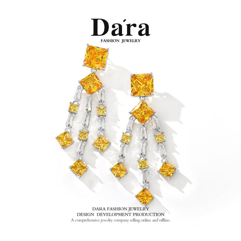 DARA Cubic Zirconia Alloy Yellow Earrings H6826002