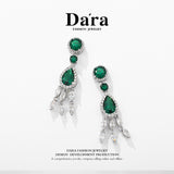 DARA zirconia alloy 925 silver needle green earrings H7012001