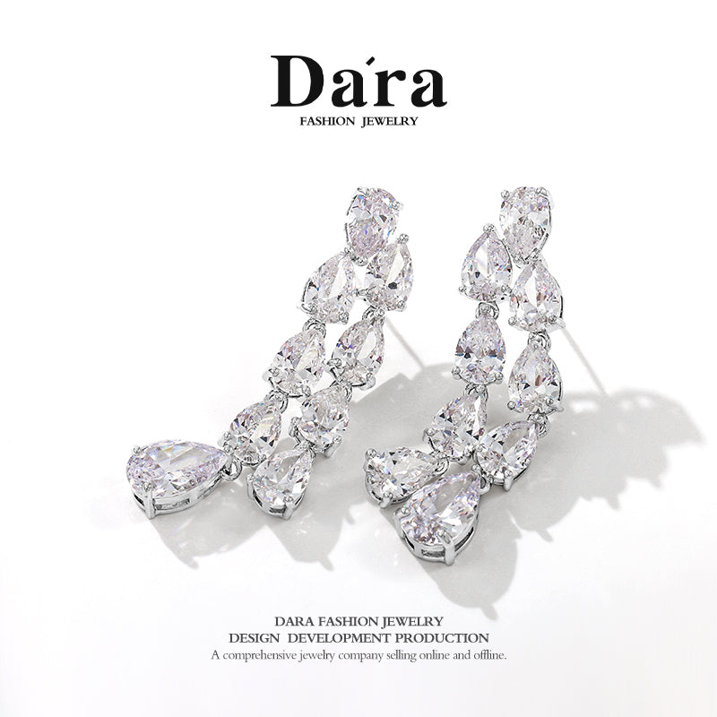 DARA Synthetic Cubic Zirconia Alloy Silver-White Ear Studs H6523001