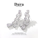 DARA Synthetic Cubic Zirconia Alloy Silver-White Ear Studs H6523001