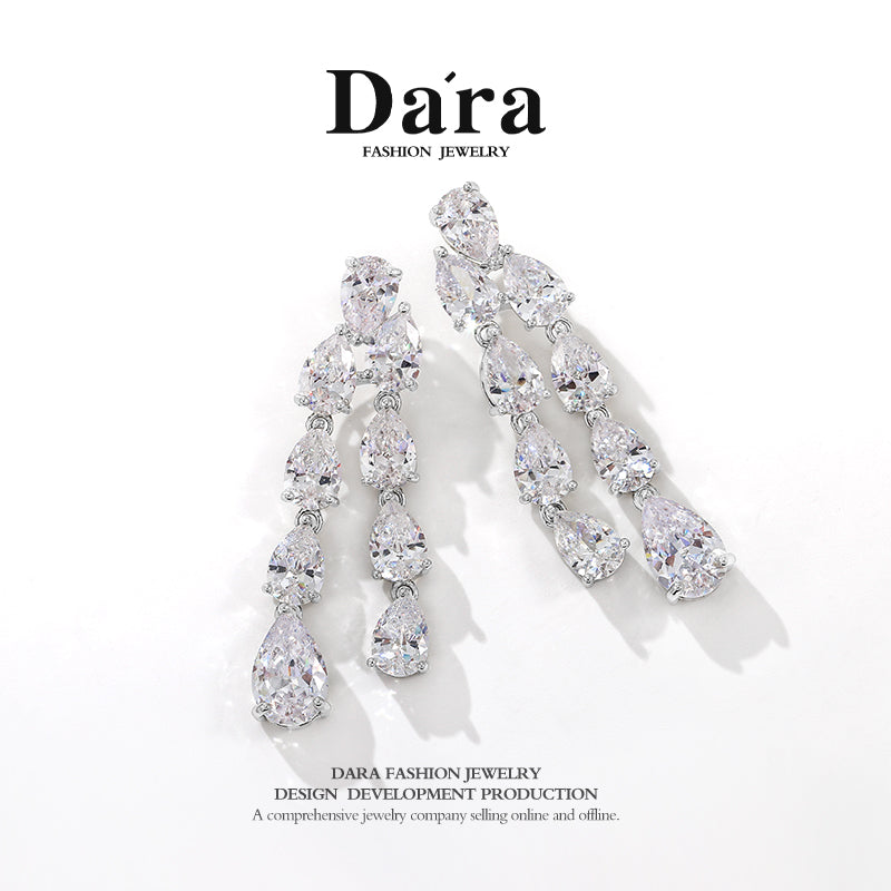 DARA Synthetic Cubic Zirconia Alloy Silver-White Ear Studs H6523001