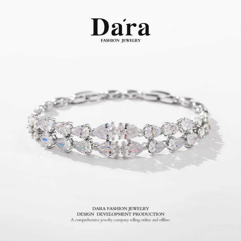 DARA Cubic Zirconia Alloy Silver-White Bracelet S1450001