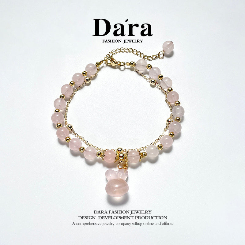 DARA/ Dara Pink Crystal Rabbit Double Layer Bracelet RS3306001