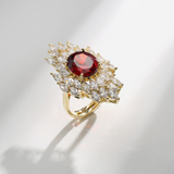 DARA Alloy Cubic Zirconia Champagne Gold Red Ring J947001