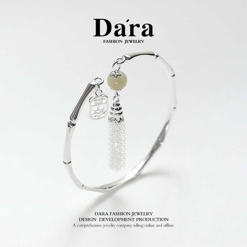 DARA Pure Silver Hotan Jade Tassel Safety Bracelet YS3080001