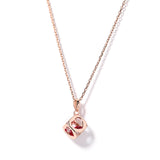 DARA S925 Silver Rose Gold Red Crystal Necklace Y707001