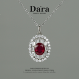 DARA S925 Silver Red Gem Multi-Layer Sparkling Zircon Pendant X4816001
