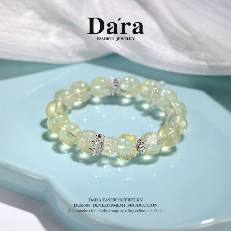 DARA Natural 12-13mm Lemon Yellow Crystal HelloKitty Bracelet RS4240001