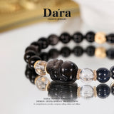 DARA Natural 8-9mm Blue Agate Silver Shine Pixiu Stone Bracelet RS4247001