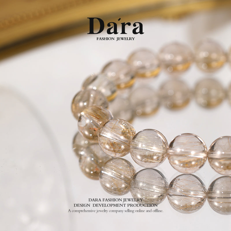 DARA Natural 9-10mm Coffee Gold Hair Crystal Bracelet RS4260001
