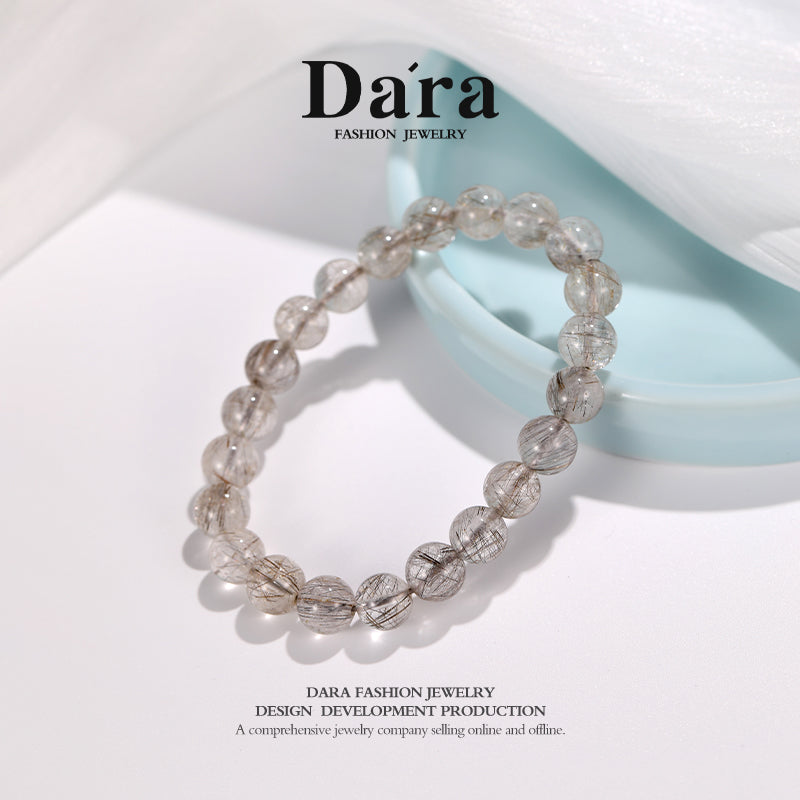 DARA Natural 8-9mm Silver Hair Crystal Bracelet RS4277002