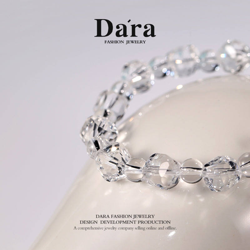 DARA Natural 6-7mm White Crystal Beaded Bracelet with Bevel Edges RS4273001