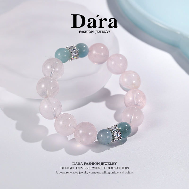 DARA Natural 15-16mm Powder Crystal 10.5-11mm Sea Blue Bracelet RS4241001