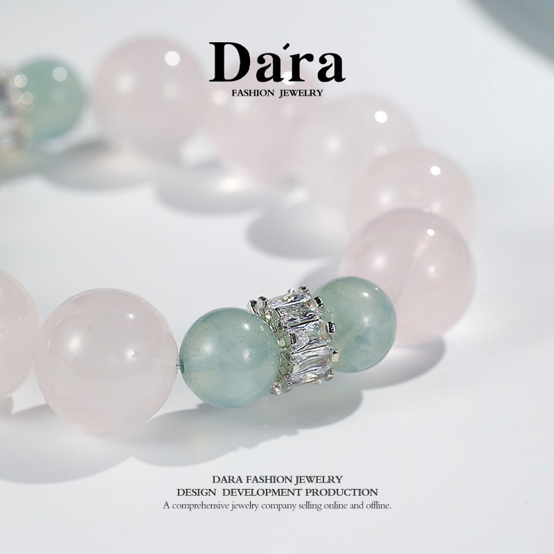 DARA Natural 15-16mm Powder Crystal 10.5-11mm Sea Blue Bracelet RS4241001