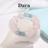 DARA Natural 15-16mm Powder Crystal 10.5-11mm Sea Blue Bracelet RS4241001