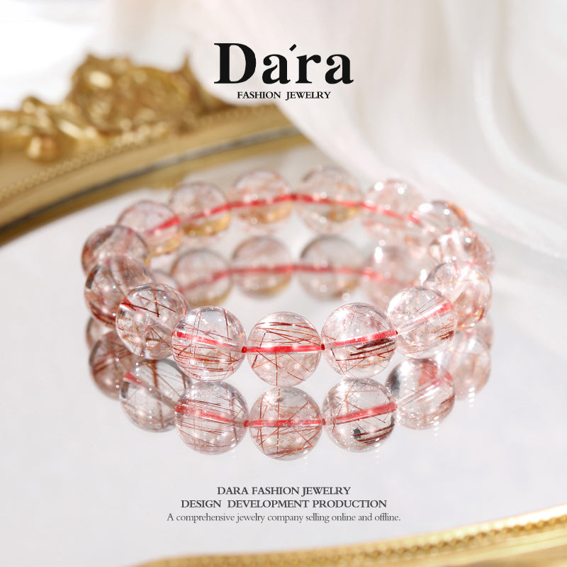 DARA Natural 14-15mm Red Hair Crystal Bracelet RS4278002