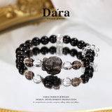 DARA Natural 8-9mm Silver Jade Nine-Tailed Fox Bracelet RS4248001